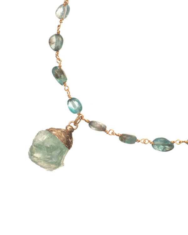 Stylish necklace with light green apatite and semiprecious stone charm