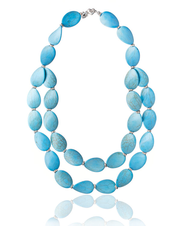 Chunky Turquoise Chips Necklace with large, irregularly shaped beads.