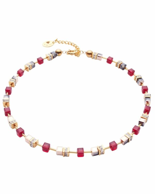Siam necklace with red gemstones and gold chain