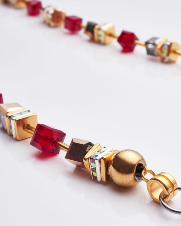 Siam necklace with ruby-colored stones and silver accents