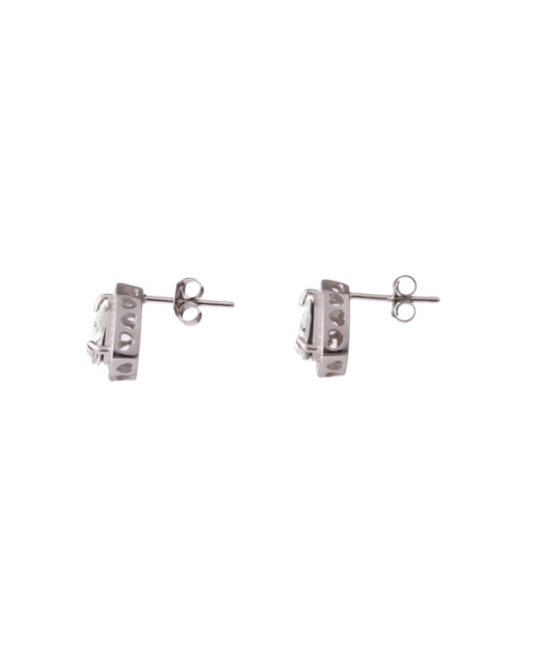 Trilliant Cut Crystal Silver Earrings with Heart Detailing
