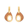 Contemporary Wood and Metal Earrings with Teardrop and Circle Design