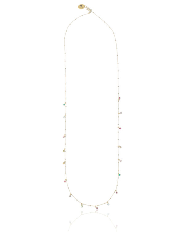 Elegant long necklace with multicolor crystals