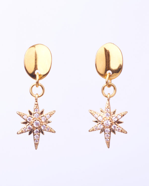 Gold Plated Starburst Earrings with Crystals