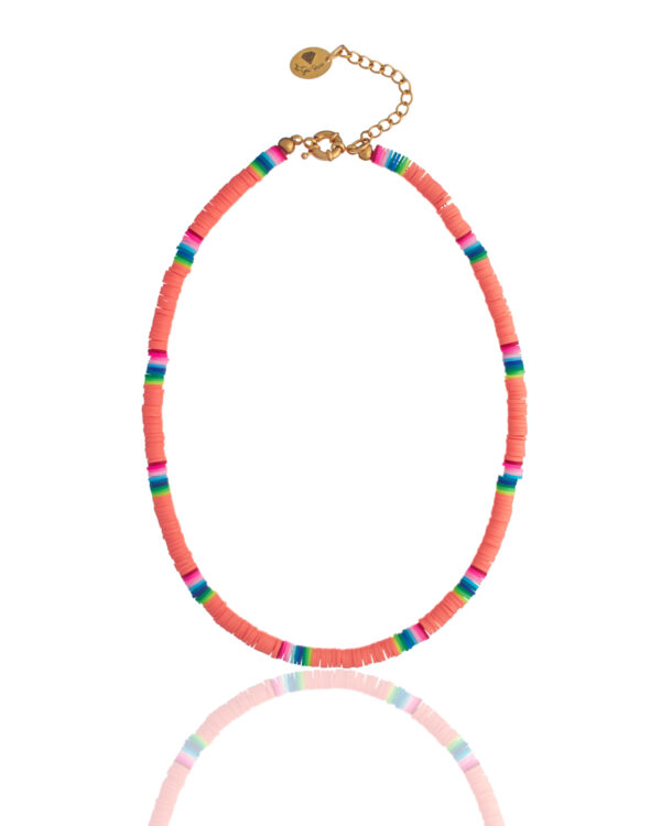 Peach surf necklace displayed