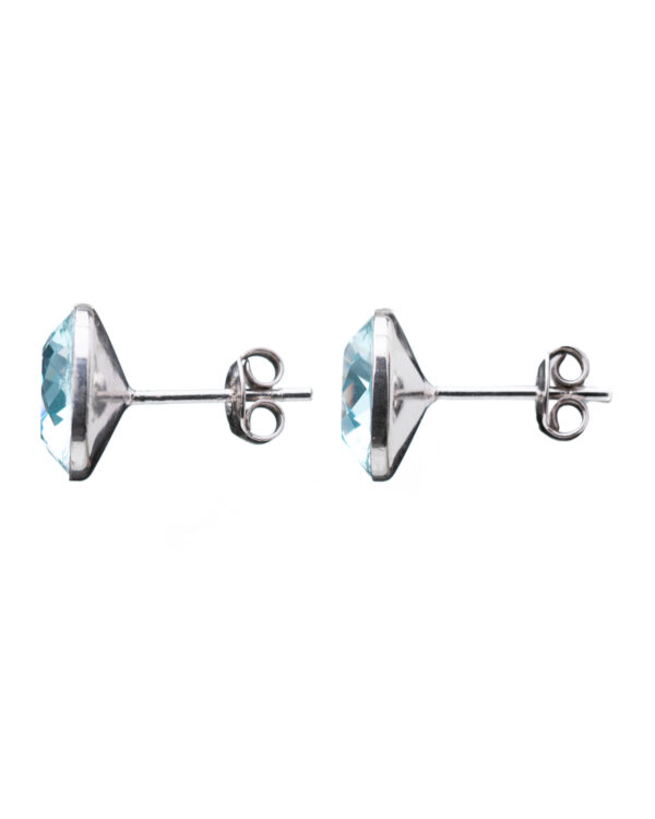 Square Light Turquoise Crystal Silver Earrings