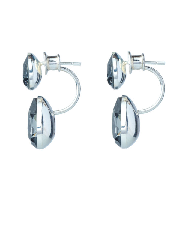 Crystal Silver Night Earrings with dual-use design