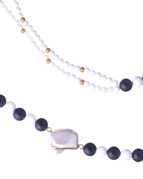 Distinctive Bluesand and Mother of Pearl Necklace