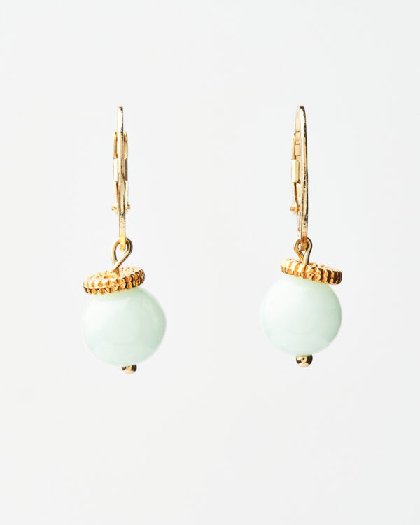 Light Blue Jade Earrings with Gold Rope Detail
