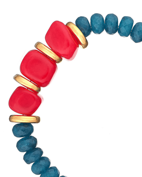 Jade Red-Petrol & Lapis Lazuli Bracelet - Unique Stone Jewelry