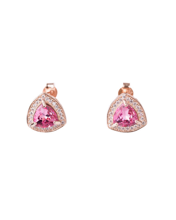 Exquisite Trilliant Rose Silver Earrings with Stunning Pink Stones