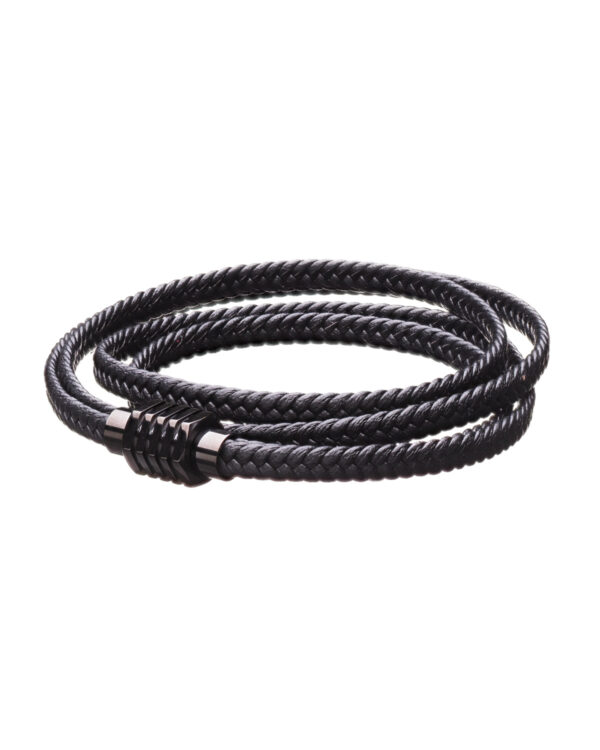 Leather Wristband Bracelet in Black
