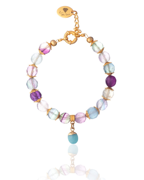 Fluorite Gemstone Bracelet - Round Stones