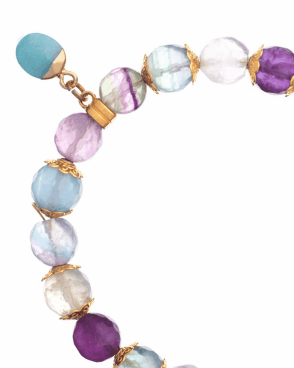 Round Stone Fluorite Bracelet - Natural Gemstone Jewelry