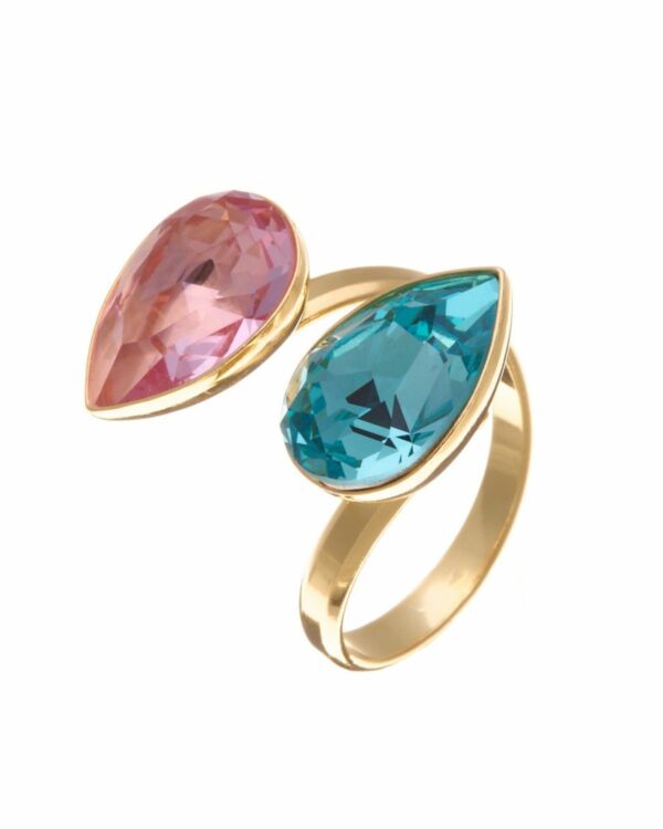 Exquisite Light Rose Ignite & Light Turquoise Ring - Handcrafted Jewelry