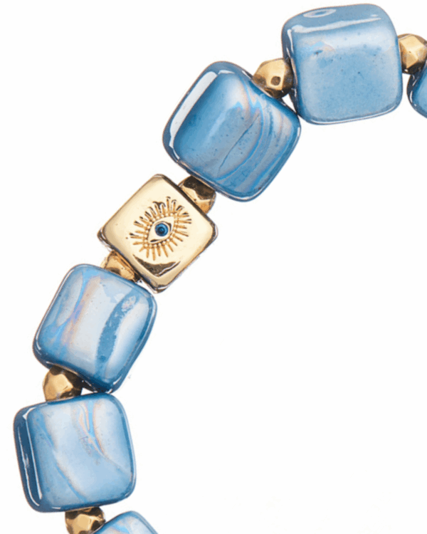 Light blue ceramic bracelet with cube detail