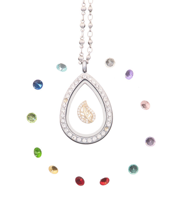 Customizable birthstone crystals memory locket