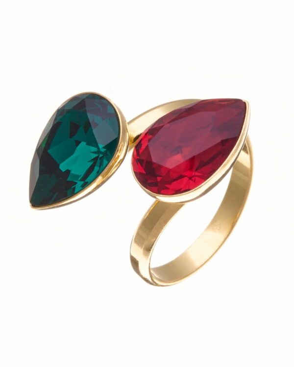  Emerald & Scarlet Ignite Ring - Vibrant gemstones set in elegant design