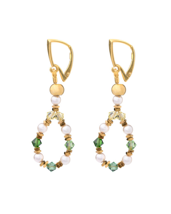 A5c54843 The Gem Stories Crystal And Pearls Earrings Green Tones 2