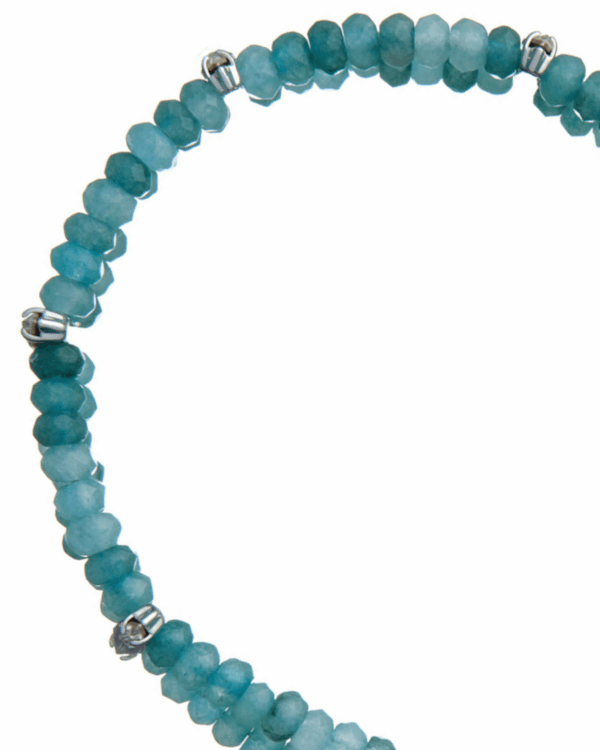 Handcrafted Double Light Green Jade Bracelet - Navete Embellishment.