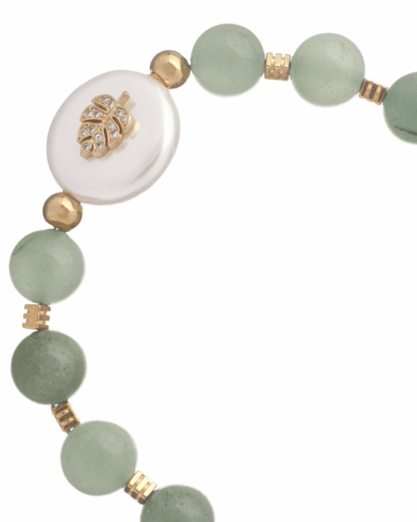 Nature Leaf Motif Green Agate Bracelet