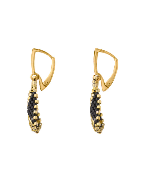 Triangle Miyuki Leverback Earrings Black Gold