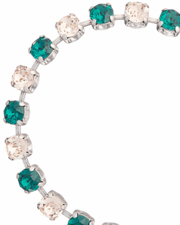 Cupchain Bracelet with Rhodium Crystals - Light Blue, Emerald, Golden Shadow
