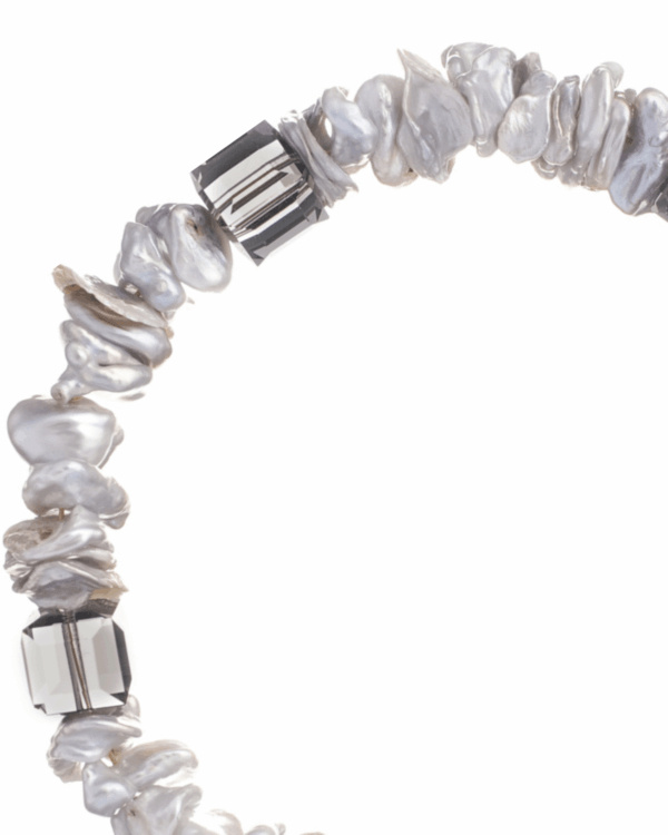 Mother of Pearl Chips and Crystals Bracelet - Luxurious Jewelry