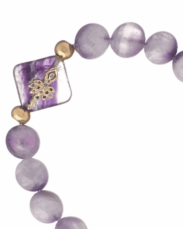 Amethyst Bracelet with Gold Elements - Elegant Jewelry