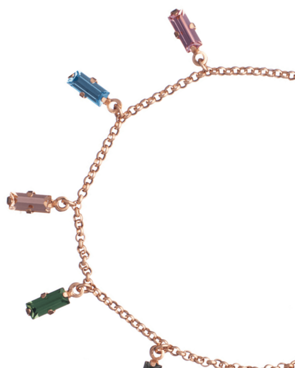 Rectangle Multicolor Crystals Rose Gold Bracelet