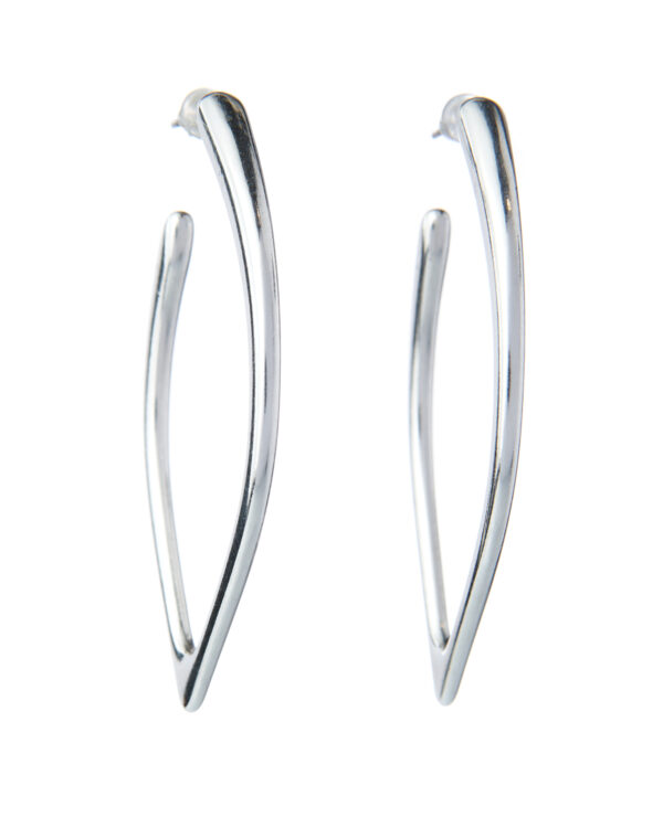 Rhodium Plated Drop Link Earrings 6.5 cm