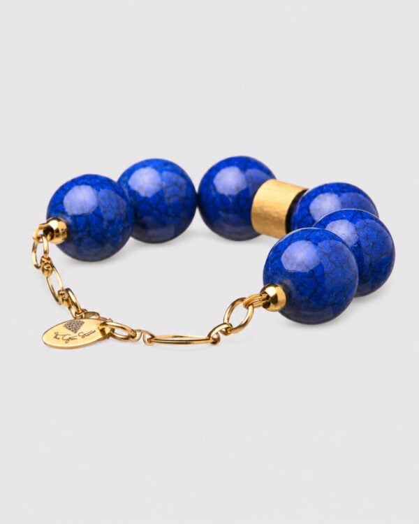 Dynamic Blue Agate Bracelet - Genuine Gemstone Jewelry