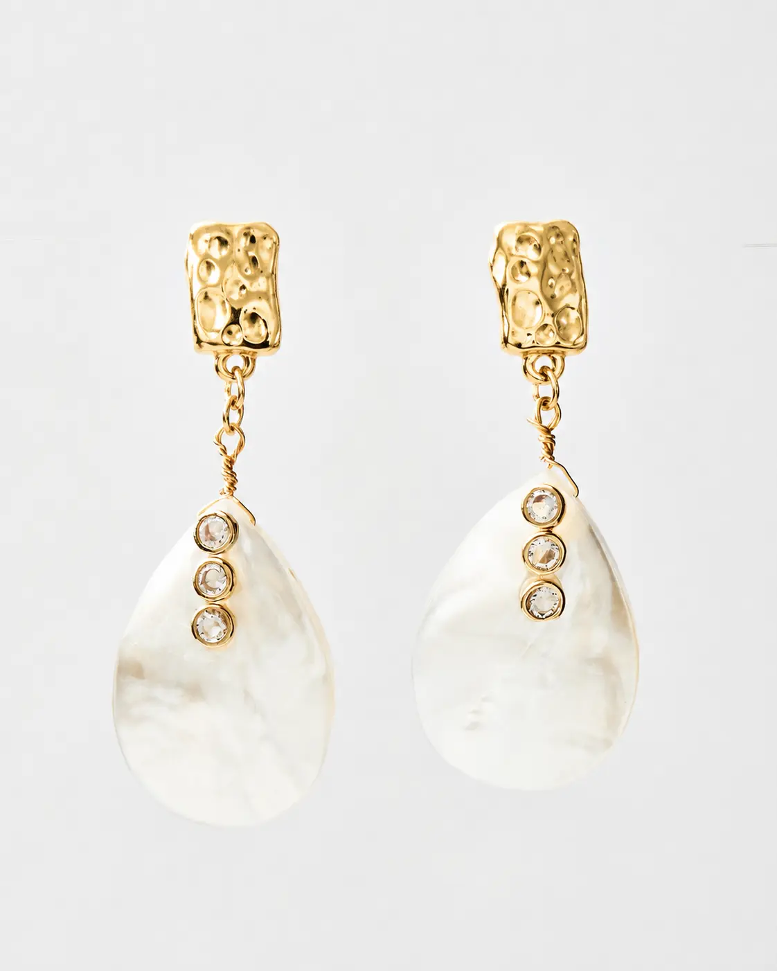 J9NO3491-The-Gem-Stories-Ivory-Drop-Earrings Mother of Pearls Drop Earrings with gold accents and crystals