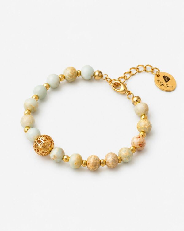 Jasper Bracelet with filigree element featuring natural jasper stones and intricate design