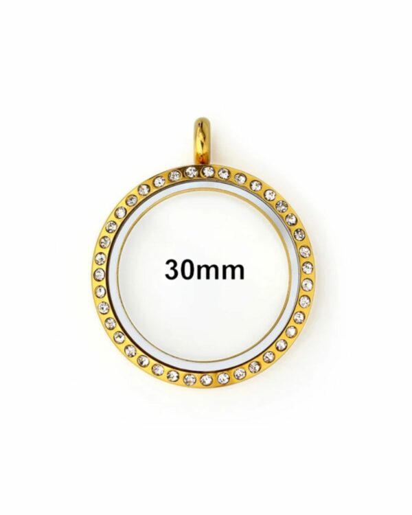 Floating Memory Locket - 24k Gold plated Rhinestone 30mm