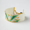 Miyuki Loom Stitched Swan Bracelet in Green Shades