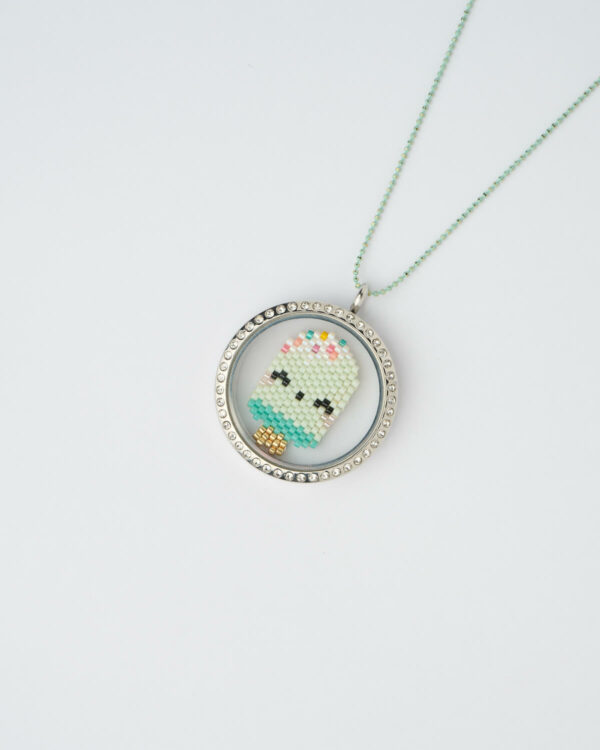 Mint Ice Cream Miyuki Memory Locket Necklace by The Gem Stories