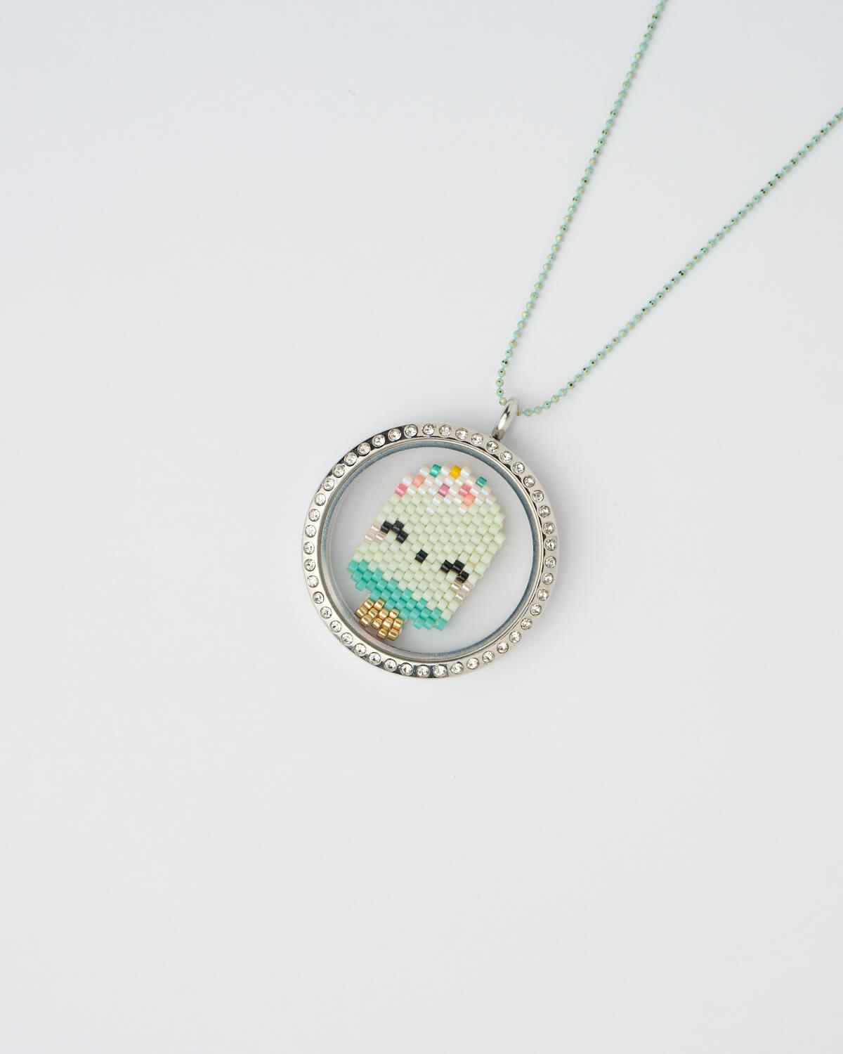 Mint Ice Cream Miyuki Memory Locket Necklace Mint Ice Cream Miyuki Memory Locket Necklace by The Gem Stories