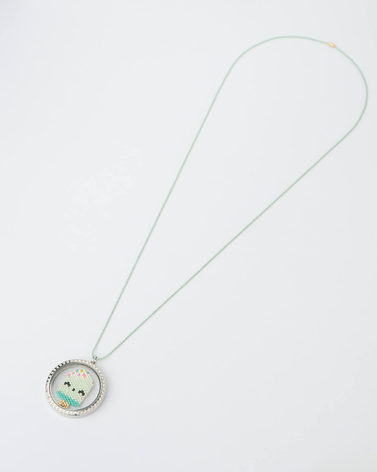 Mint Ice Cream Miyuki Memory Locket Necklace Mint Ice Cream Miyuki Memory Locket Necklace by The Gem Stories