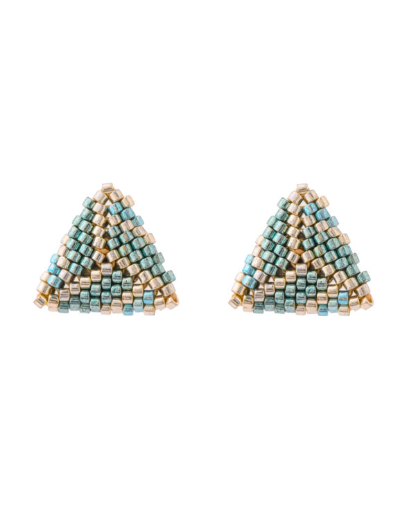 Triangle Miyuki Braided Stud Earrings in Turquoise and Silver