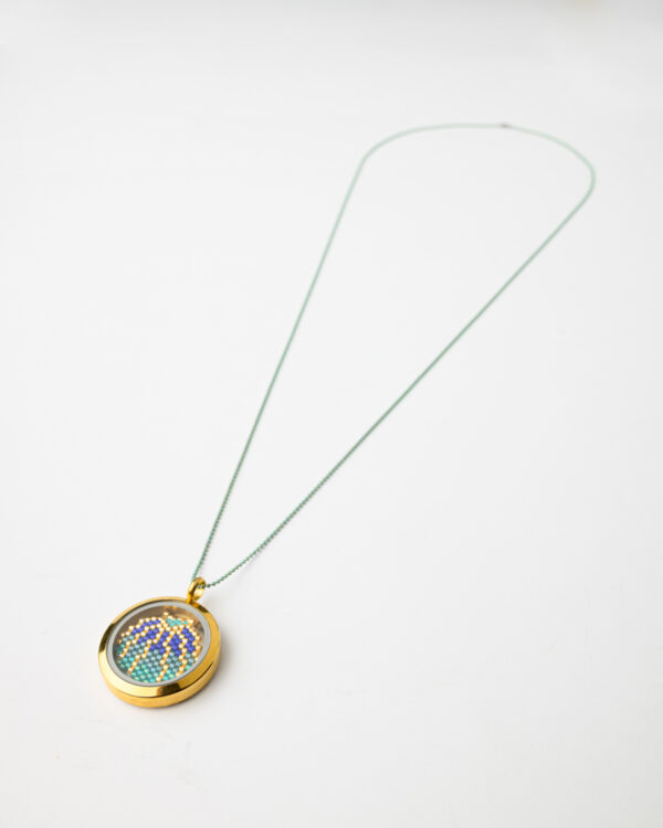 Memory Locket Pendant with Miyuki Shell Element on dot chain by The Gem Stories