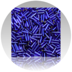 Shiny blue Miyuki Bugle beads for jewelry making and bead weaving projects.