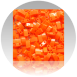 Bright orange Miyuki Half Tila beads with a rectangular shape and dual holes for versatile beading projects.