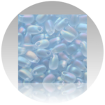 Iridescent frosted Miyuki Long Drop beads, perfect for creating elegant jewelry and intricate beadwork.