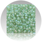 Soft green Miyuki Matagama round beads with a frosted matte finish for jewelry making and beadwork.