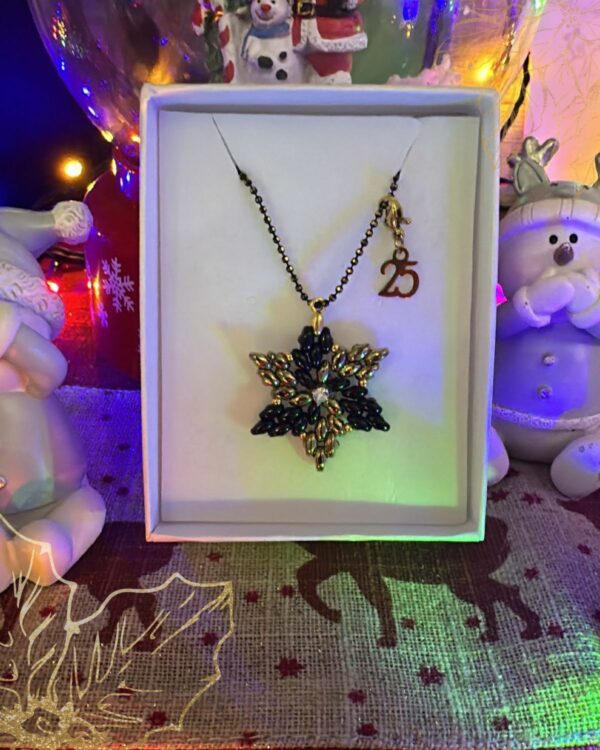 XMAS Necklace Black & Gold Star - Chain 70cm