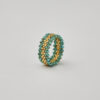 Miyuki peyote stitch ring in turquoise and gold by The Gem Stories