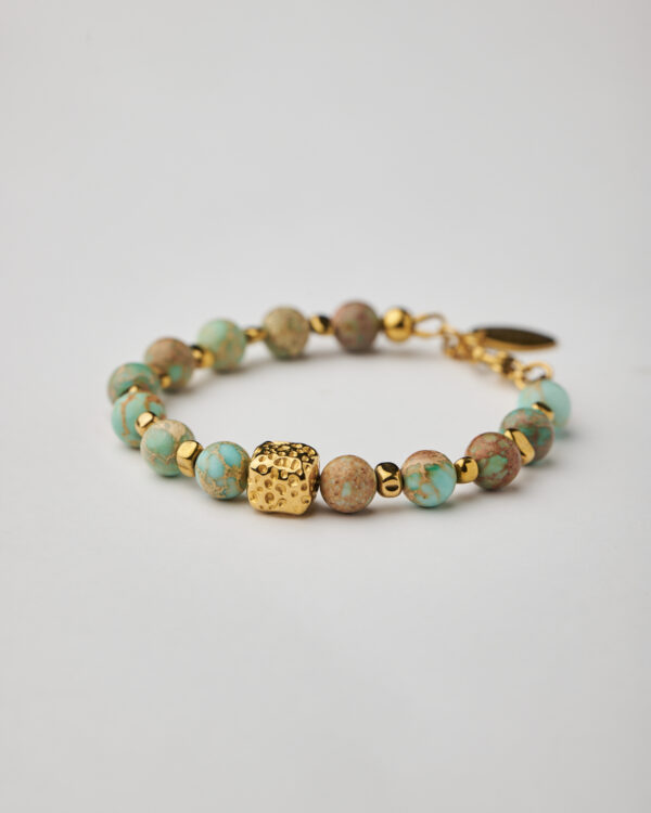 Gold Cube Turquoise Bracelet