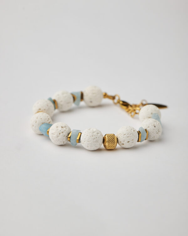 White Lava Aquamarine Bracelet