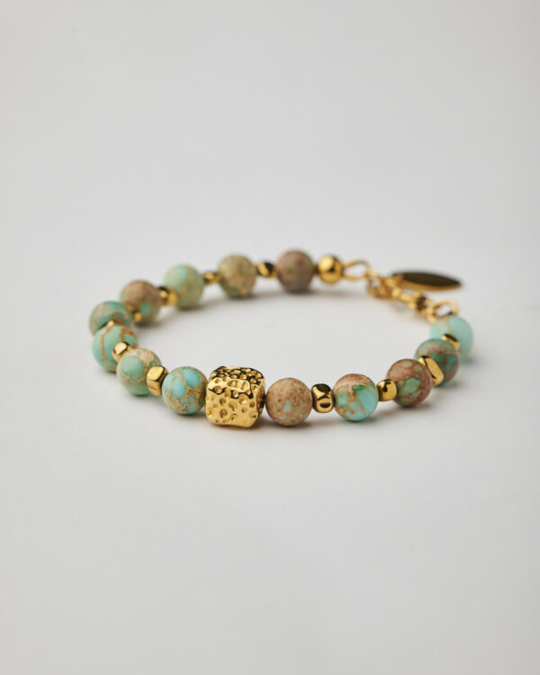 Gold Cube Turquoise Bracelet